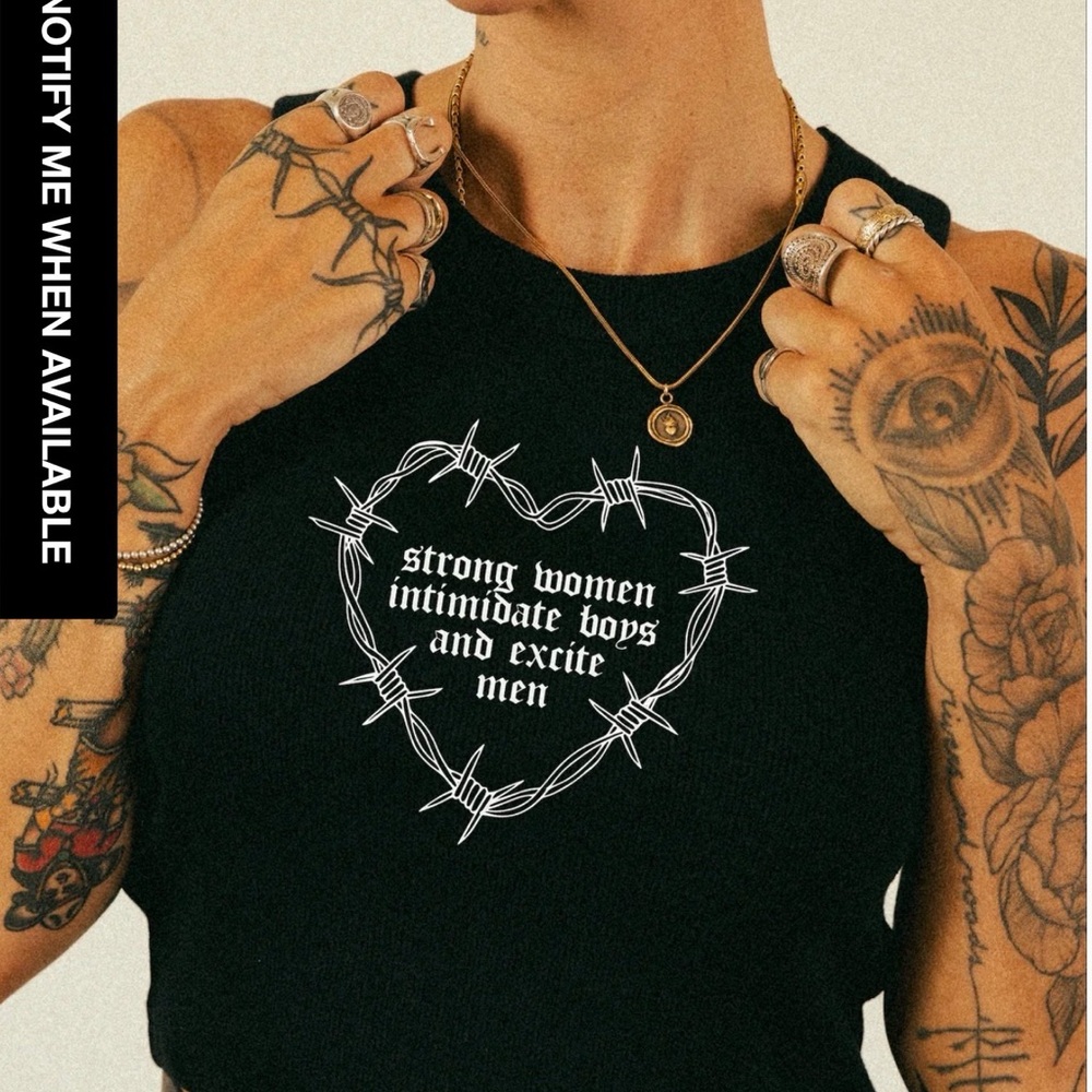Edgy Black Women's Tank Top with Graphic Design